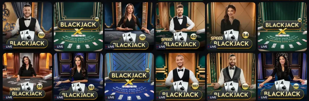 BuffBets Casino Live Blackjack Spiele mit Dealern und verschiedenen Tischen